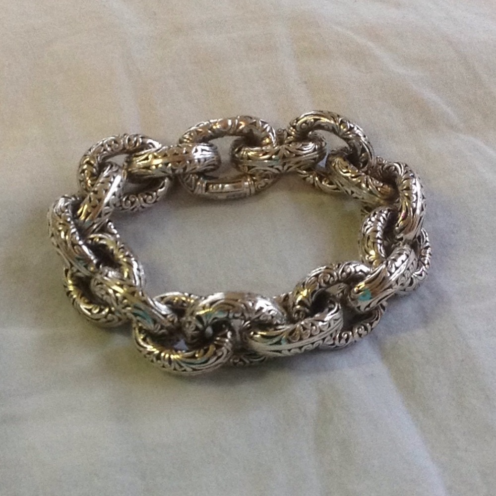 Konstantino Silver Carved Linked Bracelet